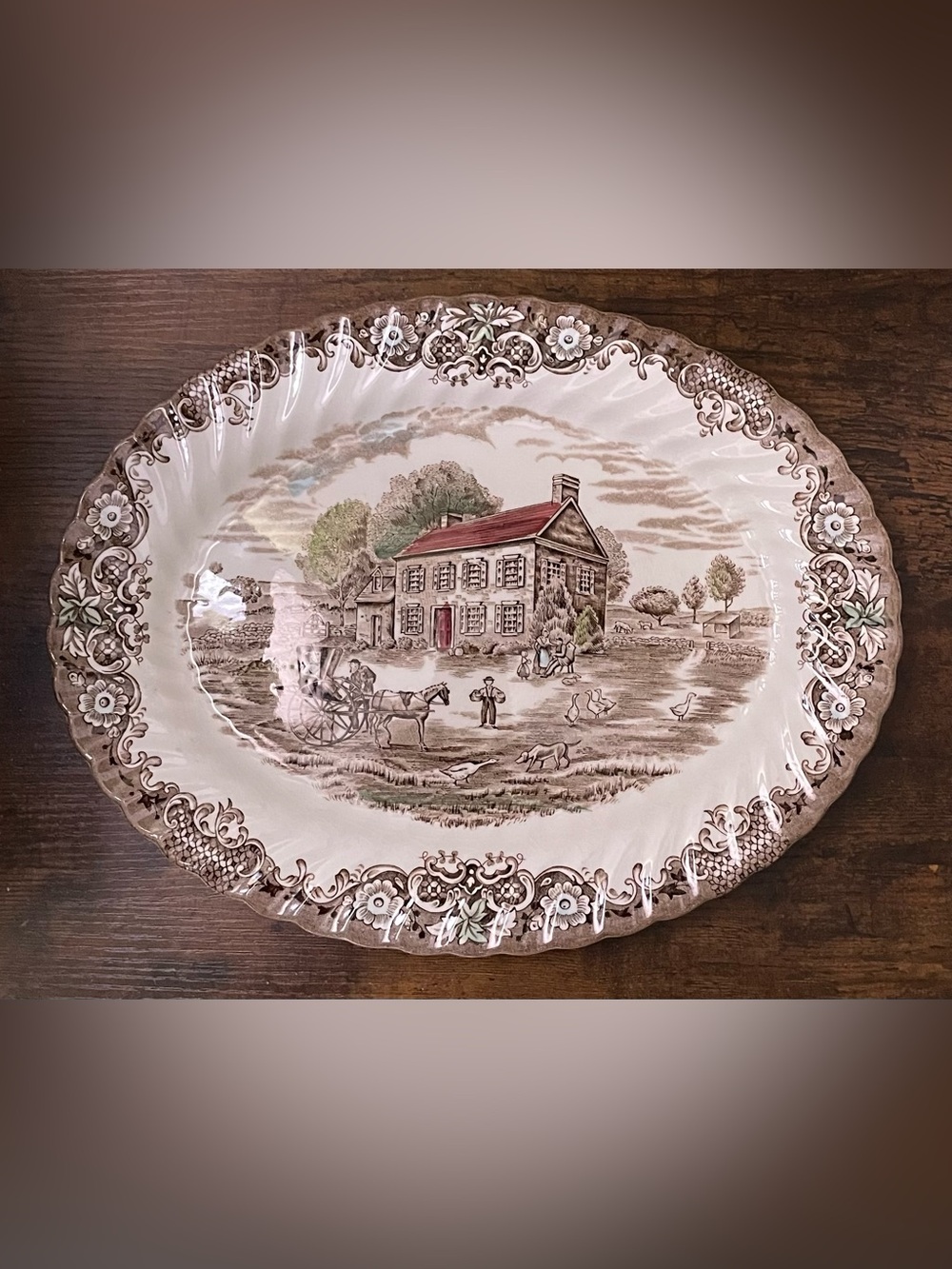 Johnson Brothers Heritage Hall Pennsylvania Fieldstone Oval Serving Platter 12"